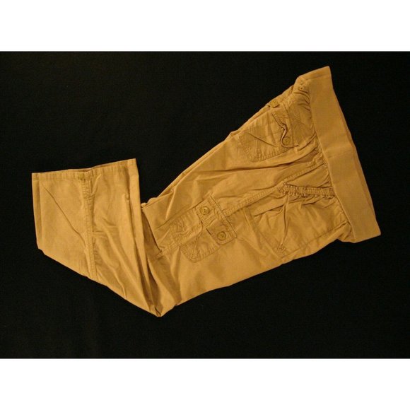 Liz Lange Womans Maternity 8 Brown Khaki Pants 30 x 30 MEASURED Cargo Stretch - Picture 3 of 7